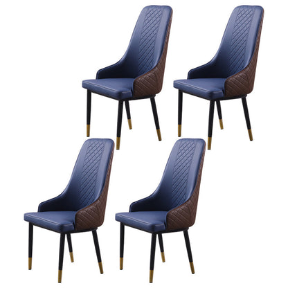 Minimalist Style Upholstered Side Chair Leather Dining Armless Chair for Home Use Dark Blue 4 Piece Set Clearhalo ' kitchen&dining_furn' 'Dining Chairs' 'Dining Tables & Seating' 'dining_chair' 'furn' 'furn_dining_chair' 'Furniture' 'furniture_dining_chair' 'Kitchen & Dining Furniture' 'kitchen' 3755383