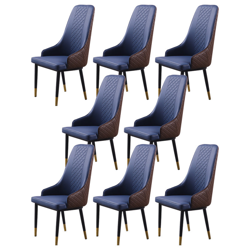 Minimalist Style Upholstered Side Chair Leather Dining Armless Chair for Home Use Dark Blue 8 Piece Set Clearhalo ' kitchen&dining_furn' 'Dining Chairs' 'Dining Tables & Seating' 'dining_chair' 'furn' 'furn_dining_chair' 'Furniture' 'furniture_dining_chair' 'Kitchen & Dining Furniture' 'kitchen' 3755385