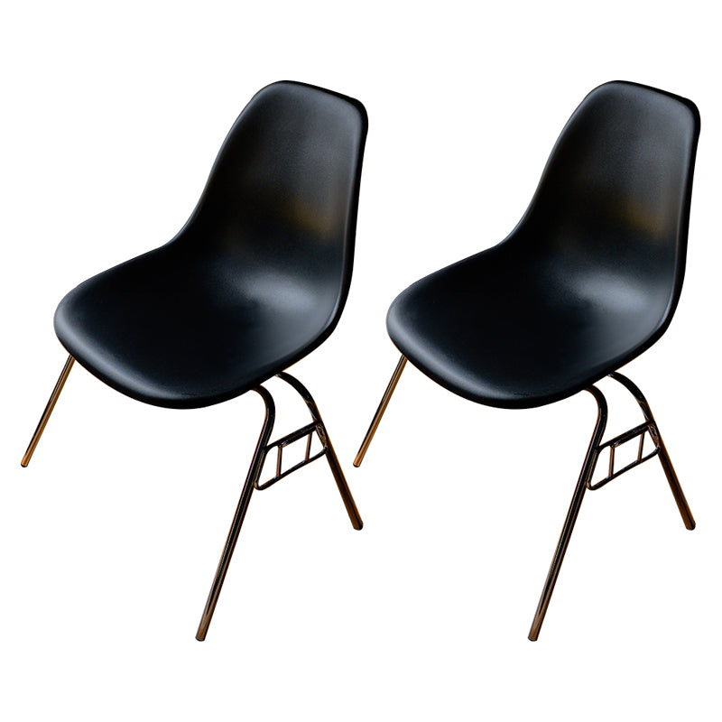 Minimalist Style Solid Back Plastic Chair for Home Use Stackable Armless Side Chair Black Set of 2 Clearhalo ' kitchen&dining_furn' 'Dining Chairs' 'Dining Tables & Seating' 'dining_chair' 'Furniture' 'furniture_dining_chair' 'Kitchen & Dining Furniture' 'kitchen' 3755395
