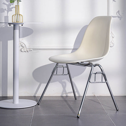 Minimalist Style Solid Back Plastic Chair for Home Use Stackable Armless Side Chair White 1 Piece Clearhalo ' kitchen&dining_furn' 'Dining Chairs' 'Dining Tables & Seating' 'dining_chair' 'Furniture' 'furniture_dining_chair' 'Kitchen & Dining Furniture' 'kitchen' 3755405
