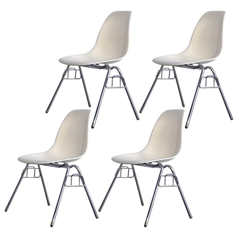 Minimalist Style Solid Back Plastic Chair for Home Use Stackable Armless Side Chair White Set of 4 Clearhalo ' kitchen&dining_furn' 'Dining Chairs' 'Dining Tables & Seating' 'dining_chair' 'Furniture' 'furniture_dining_chair' 'Kitchen & Dining Furniture' 'kitchen' 3755410