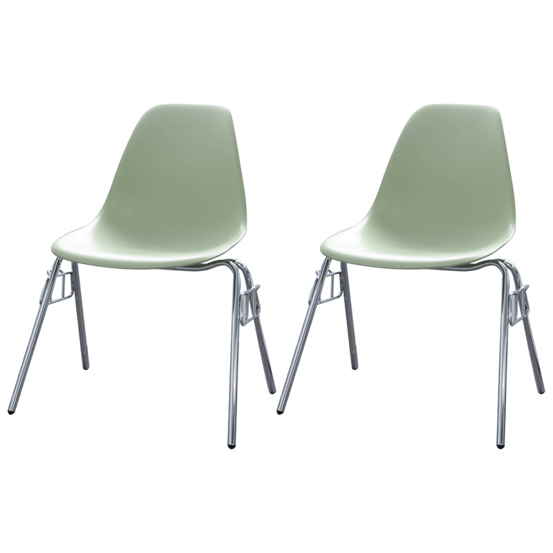Minimalist Style Solid Back Plastic Chair for Home Use Stackable Armless Side Chair Green Set of 2 Clearhalo ' kitchen&dining_furn' 'Dining Chairs' 'Dining Tables & Seating' 'dining_chair' 'Furniture' 'furniture_dining_chair' 'Kitchen & Dining Furniture' 'kitchen' 3755418
