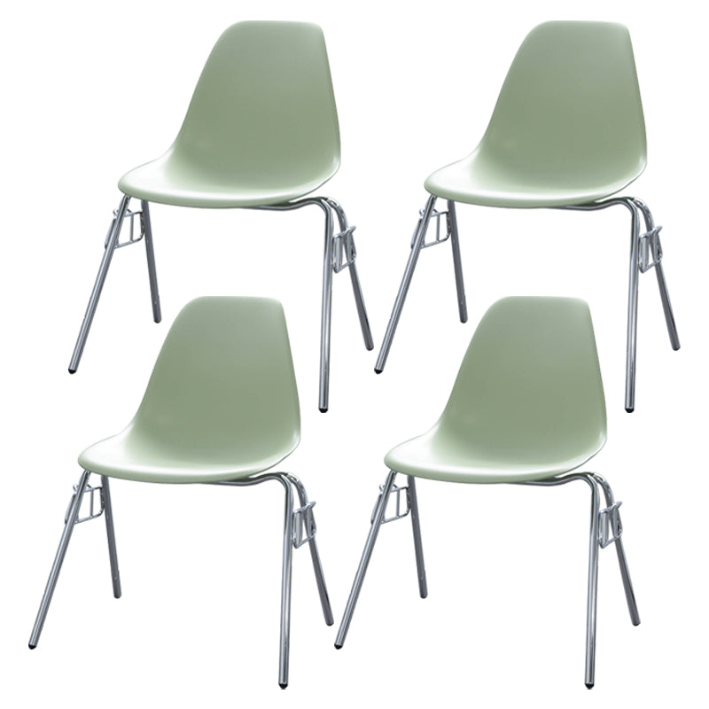 Minimalist Style Solid Back Plastic Chair for Home Use Stackable Armless Side Chair Green Set of 4 Clearhalo ' kitchen&dining_furn' 'Dining Chairs' 'Dining Tables & Seating' 'dining_chair' 'Furniture' 'furniture_dining_chair' 'Kitchen & Dining Furniture' 'kitchen' 3755419
