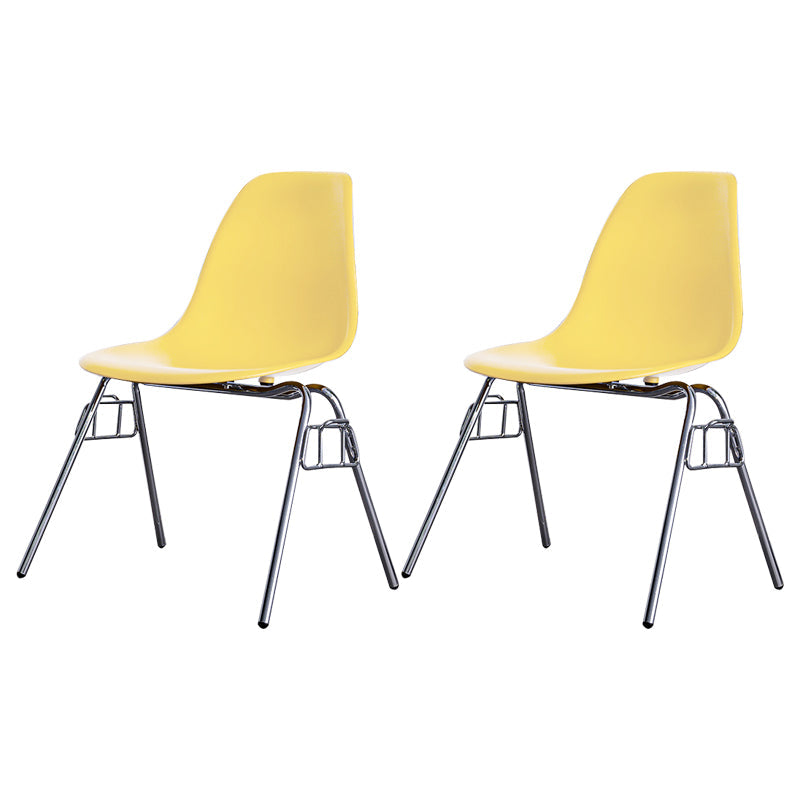 Minimalist Style Solid Back Plastic Chair for Home Use Stackable Armless Side Chair Beige-Yellow Set of 2 Clearhalo ' kitchen&dining_furn' 'Dining Chairs' 'Dining Tables & Seating' 'dining_chair' 'Furniture' 'furniture_dining_chair' 'Kitchen & Dining Furniture' 'kitchen' 3755424
