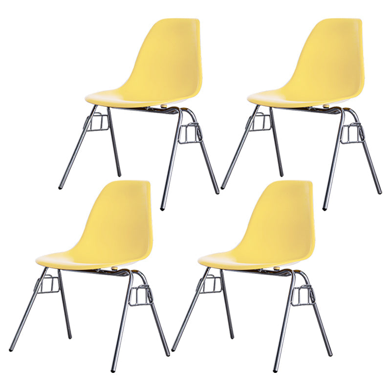 Minimalist Style Solid Back Plastic Chair for Home Use Stackable Armless Side Chair Beige-Yellow Set of 4 Clearhalo ' kitchen&dining_furn' 'Dining Chairs' 'Dining Tables & Seating' 'dining_chair' 'Furniture' 'furniture_dining_chair' 'Kitchen & Dining Furniture' 'kitchen' 3755425