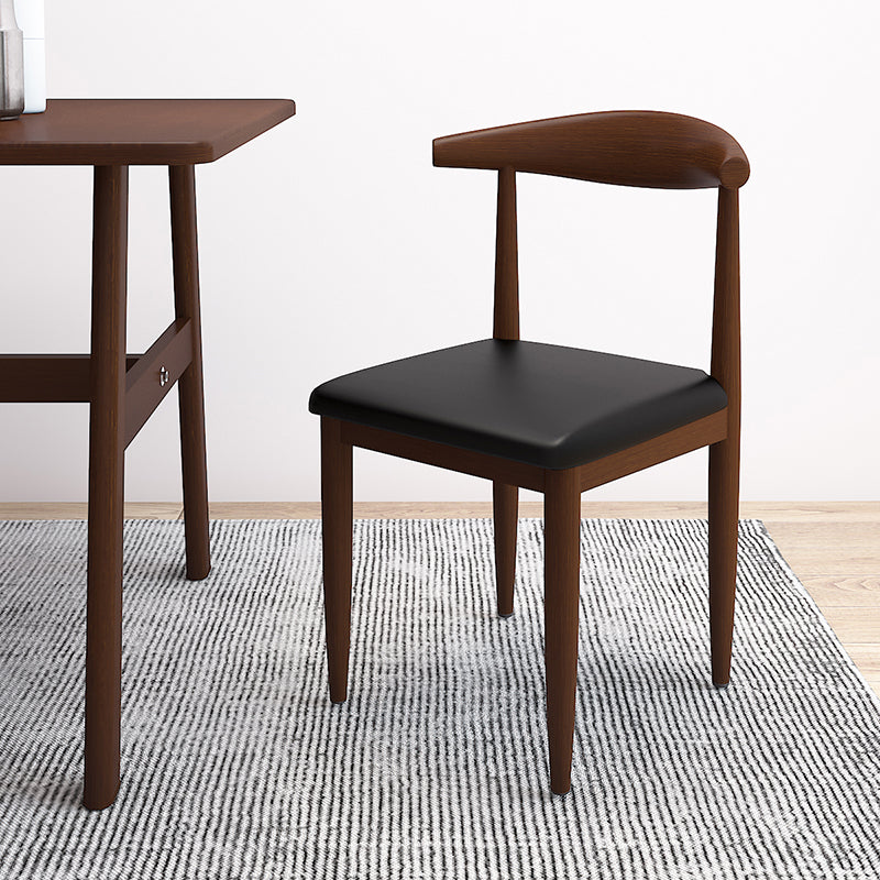 Contemporary Style Metal Chair Set Kitchen Dining Open Back Side Chairs Walnut Black 1 Piece Clearhalo ' kitchen&dining_furn' 'Dining Chairs' 'Dining Tables & Seating' 'dining_chair' 'furn' 'furn_dining_chair' 'Furniture' 'furniture_dining_chair' 'Kitchen & Dining Furniture' 'kitchen' 3755427