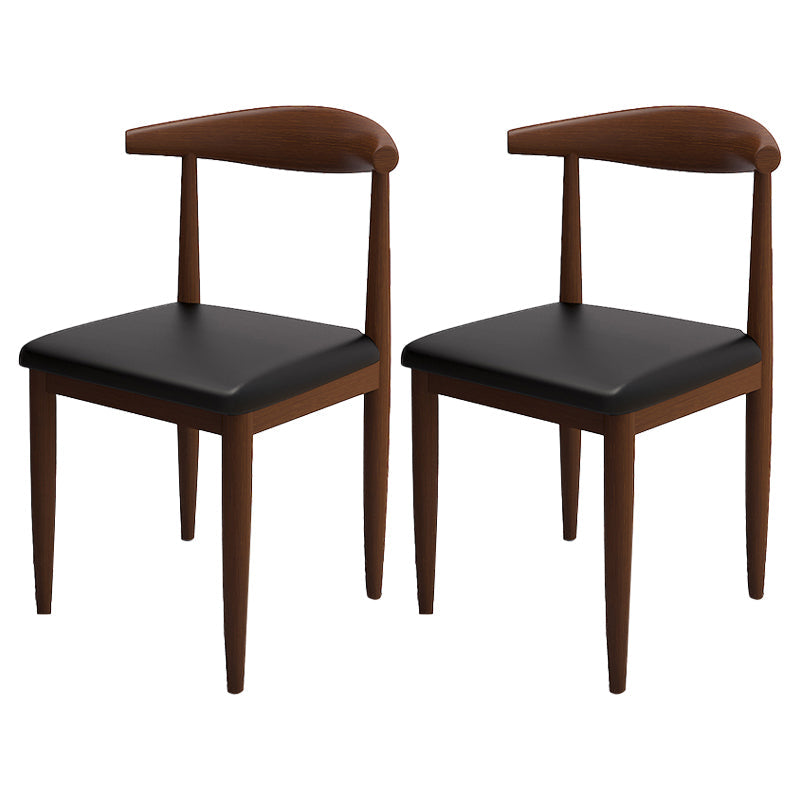 Contemporary Style Metal Chair Set Kitchen Dining Open Back Side Chairs Walnut Black 2 Piece Set Clearhalo ' kitchen&dining_furn' 'Dining Chairs' 'Dining Tables & Seating' 'dining_chair' 'furn' 'furn_dining_chair' 'Furniture' 'furniture_dining_chair' 'Kitchen & Dining Furniture' 'kitchen' 3755428