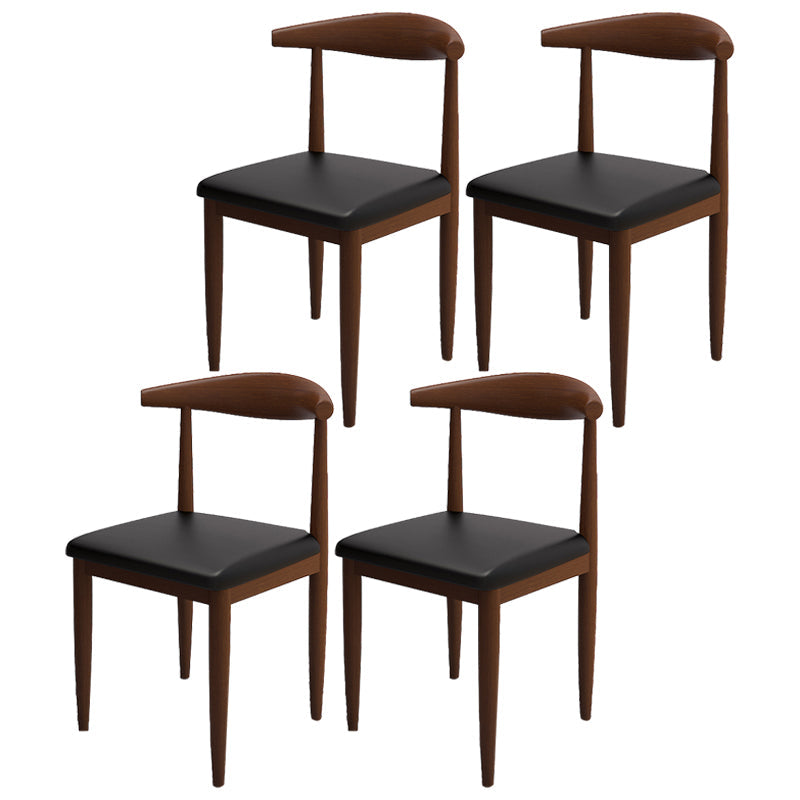 Contemporary Style Metal Chair Set Kitchen Dining Open Back Side Chairs Walnut Black 4 Piece Set Clearhalo ' kitchen&dining_furn' 'Dining Chairs' 'Dining Tables & Seating' 'dining_chair' 'furn' 'furn_dining_chair' 'Furniture' 'furniture_dining_chair' 'Kitchen & Dining Furniture' 'kitchen' 3755430