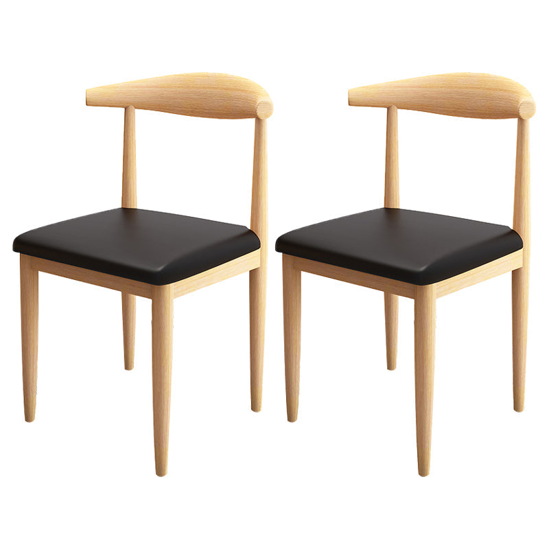 Contemporary Style Metal Chair Set Kitchen Dining Open Back Side Chairs Natural Black 2 Piece Set Clearhalo ' kitchen&dining_furn' 'Dining Chairs' 'Dining Tables & Seating' 'dining_chair' 'furn' 'furn_dining_chair' 'Furniture' 'furniture_dining_chair' 'Kitchen & Dining Furniture' 'kitchen' 3755435