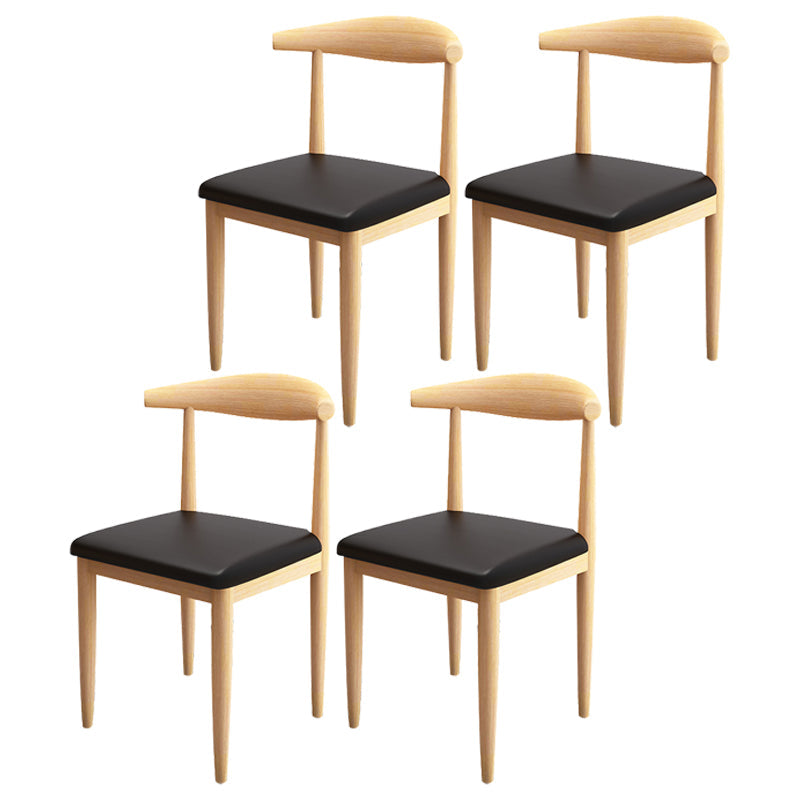 Contemporary Style Metal Chair Set Kitchen Dining Open Back Side Chairs Natural Black 4 Piece Set Clearhalo ' kitchen&dining_furn' 'Dining Chairs' 'Dining Tables & Seating' 'dining_chair' 'furn' 'furn_dining_chair' 'Furniture' 'furniture_dining_chair' 'Kitchen & Dining Furniture' 'kitchen' 3755437