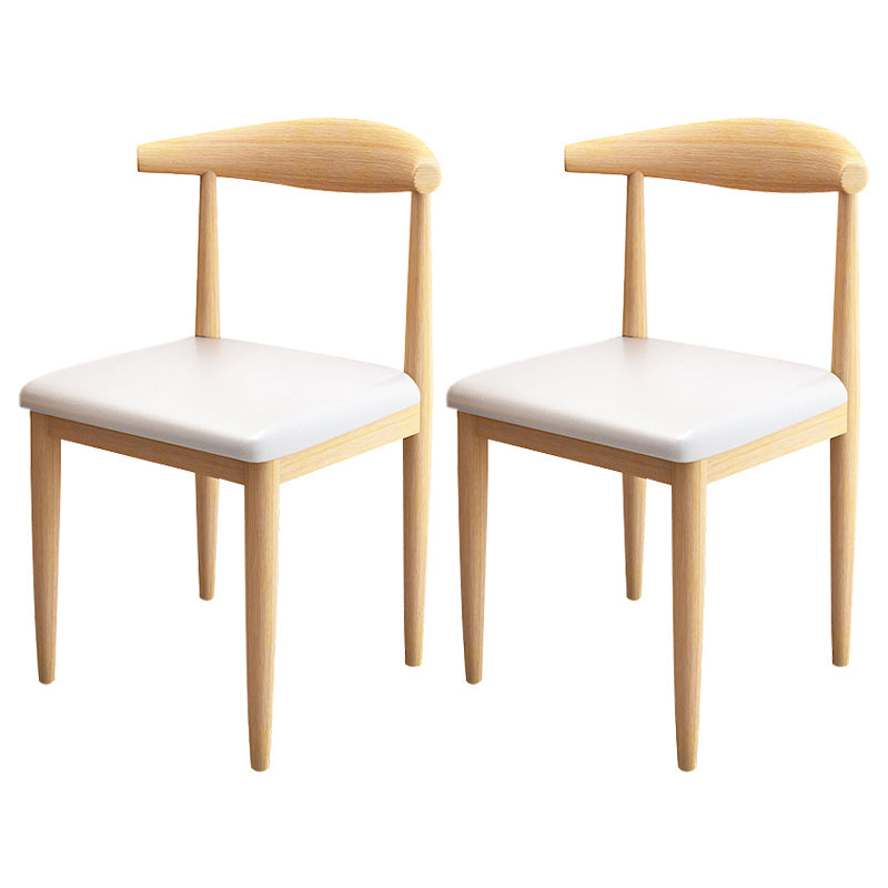 Contemporary Style Metal Chair Set Kitchen Dining Open Back Side Chairs Natural White 2 Piece Set Clearhalo ' kitchen&dining_furn' 'Dining Chairs' 'Dining Tables & Seating' 'dining_chair' 'furn' 'furn_dining_chair' 'Furniture' 'furniture_dining_chair' 'Kitchen & Dining Furniture' 'kitchen' 3755452