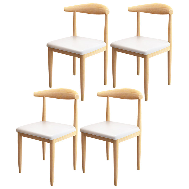 Contemporary Style Metal Chair Set Kitchen Dining Open Back Side Chairs Natural White 4 Piece Set Clearhalo ' kitchen&dining_furn' 'Dining Chairs' 'Dining Tables & Seating' 'dining_chair' 'furn' 'furn_dining_chair' 'Furniture' 'furniture_dining_chair' 'Kitchen & Dining Furniture' 'kitchen' 3755453