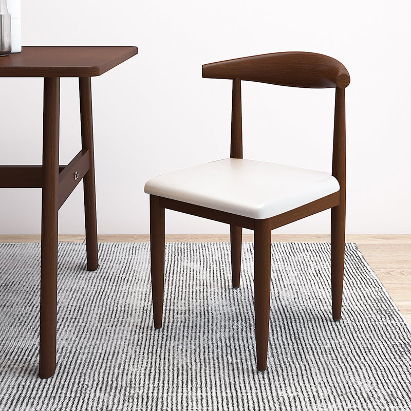 Contemporary Style Metal Chair Set Kitchen Dining Open Back Side Chairs Walnut White 1 Piece Clearhalo ' kitchen&dining_furn' 'Dining Chairs' 'Dining Tables & Seating' 'dining_chair' 'furn' 'furn_dining_chair' 'Furniture' 'furniture_dining_chair' 'Kitchen & Dining Furniture' 'kitchen' 3755454