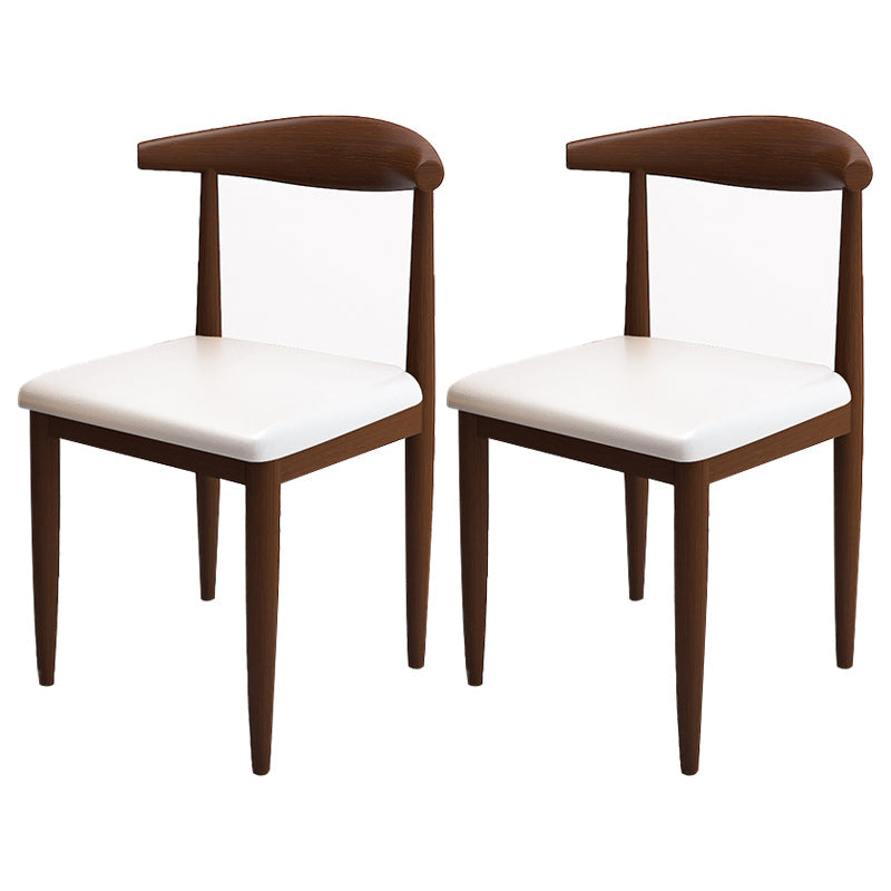 Contemporary Style Metal Chair Set Kitchen Dining Open Back Side Chairs Walnut White 2 Piece Set Clearhalo ' kitchen&dining_furn' 'Dining Chairs' 'Dining Tables & Seating' 'dining_chair' 'furn' 'furn_dining_chair' 'Furniture' 'furniture_dining_chair' 'Kitchen & Dining Furniture' 'kitchen' 3755455
