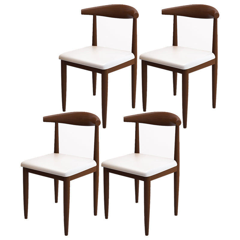 Contemporary Style Metal Chair Set Kitchen Dining Open Back Side Chairs Walnut White 4 Piece Set Clearhalo ' kitchen&dining_furn' 'Dining Chairs' 'Dining Tables & Seating' 'dining_chair' 'furn' 'furn_dining_chair' 'Furniture' 'furniture_dining_chair' 'Kitchen & Dining Furniture' 'kitchen' 3755456