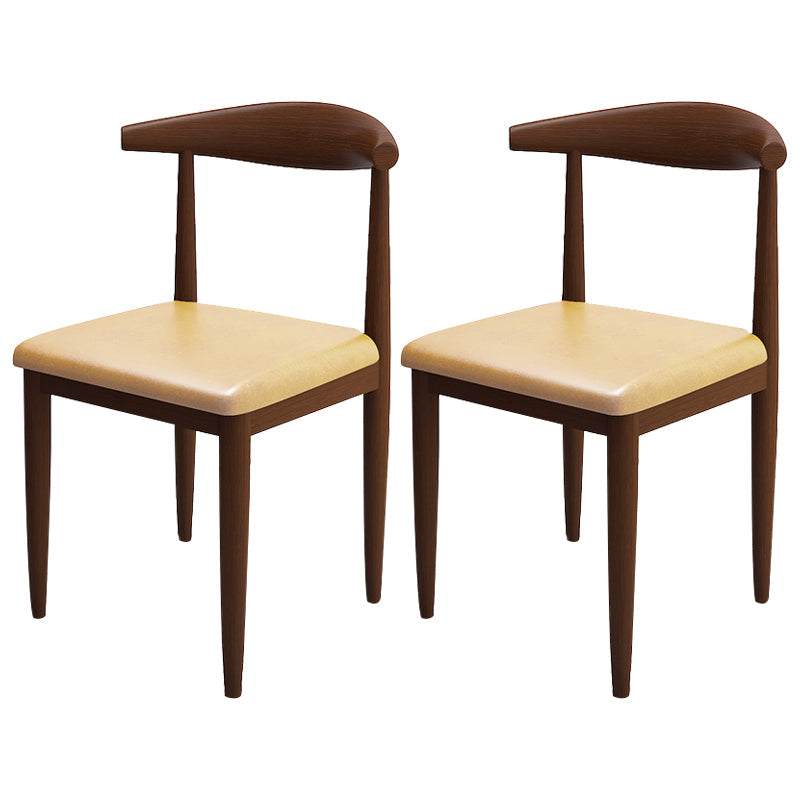 Contemporary Style Metal Chair Set Kitchen Dining Open Back Side Chairs Walnut Beige 2 Piece Set Clearhalo ' kitchen&dining_furn' 'Dining Chairs' 'Dining Tables & Seating' 'dining_chair' 'furn' 'furn_dining_chair' 'Furniture' 'furniture_dining_chair' 'Kitchen & Dining Furniture' 'kitchen' 3755461