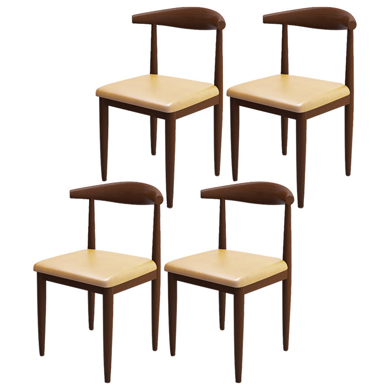 Contemporary Style Metal Chair Set Kitchen Dining Open Back Side Chairs Walnut Beige 4 Piece Set Clearhalo ' kitchen&dining_furn' 'Dining Chairs' 'Dining Tables & Seating' 'dining_chair' 'furn' 'furn_dining_chair' 'Furniture' 'furniture_dining_chair' 'Kitchen & Dining Furniture' 'kitchen' 3755462