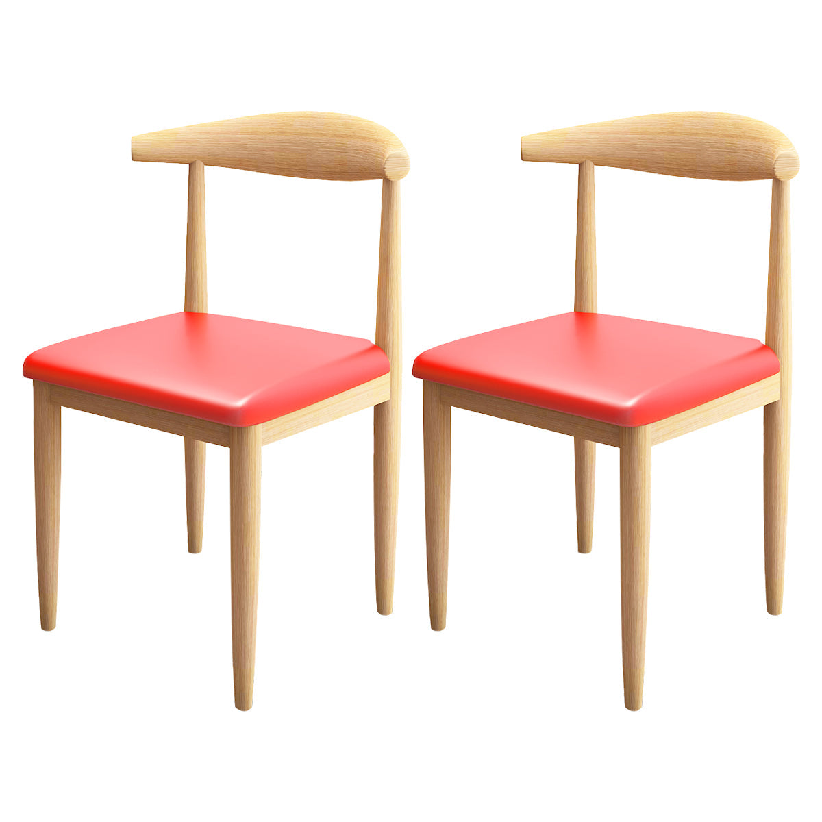 Contemporary Style Metal Chair Set Kitchen Dining Open Back Side Chairs Natural Red 2 Piece Set Clearhalo ' kitchen&dining_furn' 'Dining Chairs' 'Dining Tables & Seating' 'dining_chair' 'furn' 'furn_dining_chair' 'Furniture' 'furniture_dining_chair' 'Kitchen & Dining Furniture' 'kitchen' 3755464