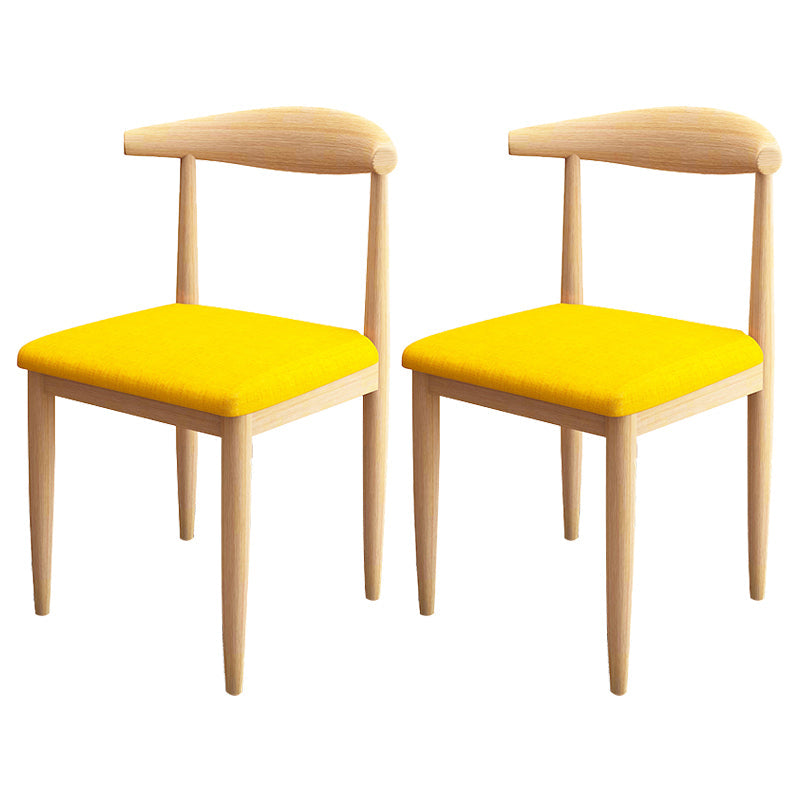Contemporary Style Metal Chair Set Kitchen Dining Open Back Side Chairs Natural Yellow 2 Piece Set Clearhalo ' kitchen&dining_furn' 'Dining Chairs' 'Dining Tables & Seating' 'dining_chair' 'furn' 'furn_dining_chair' 'Furniture' 'furniture_dining_chair' 'Kitchen & Dining Furniture' 'kitchen' 3755467