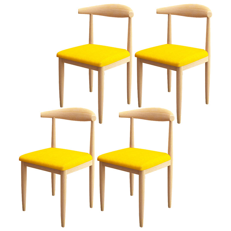 Contemporary Style Metal Chair Set Kitchen Dining Open Back Side Chairs Natural Yellow 4 Piece Set Clearhalo ' kitchen&dining_furn' 'Dining Chairs' 'Dining Tables & Seating' 'dining_chair' 'furn' 'furn_dining_chair' 'Furniture' 'furniture_dining_chair' 'Kitchen & Dining Furniture' 'kitchen' 3755468