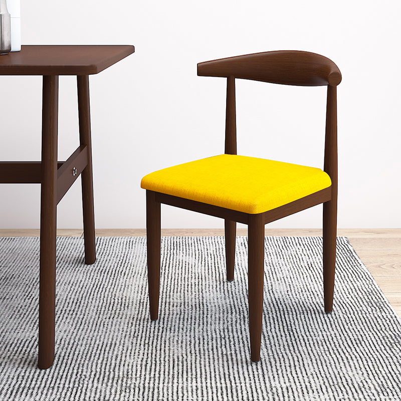 Contemporary Style Metal Chair Set Kitchen Dining Open Back Side Chairs Walnut Yellow 1 Piece Clearhalo ' kitchen&dining_furn' 'Dining Chairs' 'Dining Tables & Seating' 'dining_chair' 'furn' 'furn_dining_chair' 'Furniture' 'furniture_dining_chair' 'Kitchen & Dining Furniture' 'kitchen' 3755469