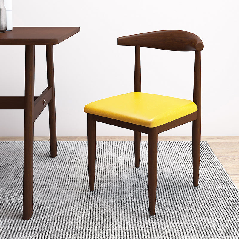 Contemporary Style Metal Chair Set Kitchen Dining Open Back Side Chairs Walnut Gold 1 Piece Clearhalo ' kitchen&dining_furn' 'Dining Chairs' 'Dining Tables & Seating' 'dining_chair' 'furn' 'furn_dining_chair' 'Furniture' 'furniture_dining_chair' 'Kitchen & Dining Furniture' 'kitchen' 3755475