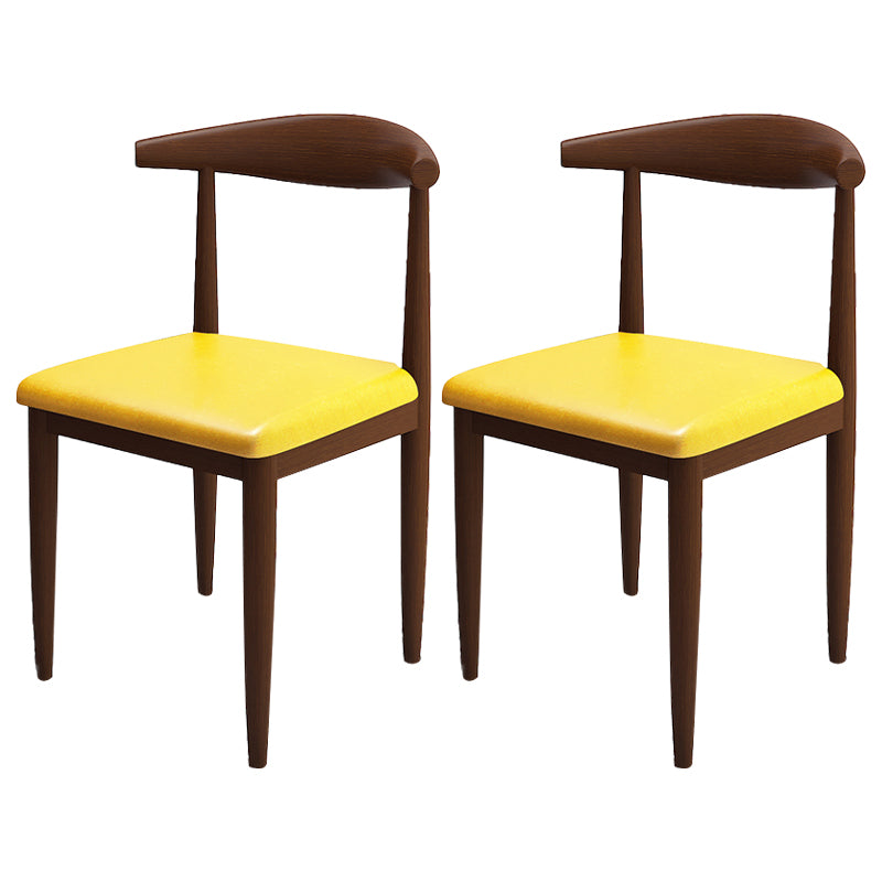Contemporary Style Metal Chair Set Kitchen Dining Open Back Side Chairs Walnut Gold 2 Piece Set Clearhalo ' kitchen&dining_furn' 'Dining Chairs' 'Dining Tables & Seating' 'dining_chair' 'furn' 'furn_dining_chair' 'Furniture' 'furniture_dining_chair' 'Kitchen & Dining Furniture' 'kitchen' 3755476