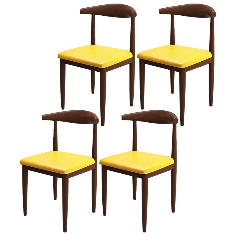 Contemporary Style Metal Chair Set Kitchen Dining Open Back Side Chairs Walnut Gold 4 Piece Set Clearhalo ' kitchen&dining_furn' 'Dining Chairs' 'Dining Tables & Seating' 'dining_chair' 'furn' 'furn_dining_chair' 'Furniture' 'furniture_dining_chair' 'Kitchen & Dining Furniture' 'kitchen' 3755477