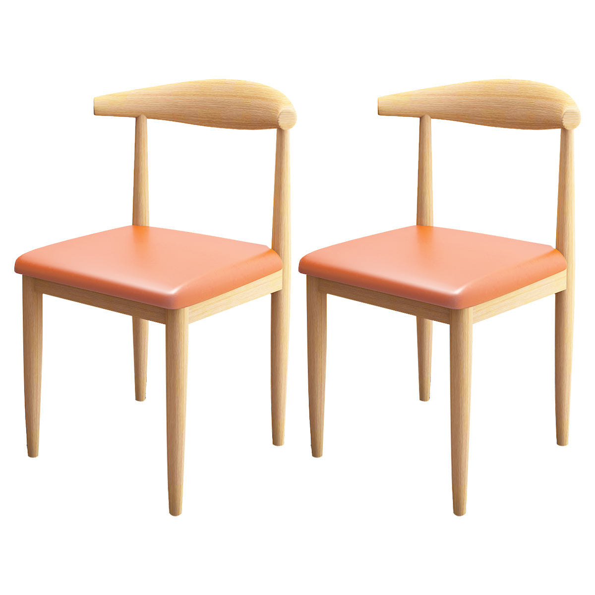 Contemporary Style Metal Chair Set Kitchen Dining Open Back Side Chairs Natural Orange 2 Piece Set Clearhalo ' kitchen&dining_furn' 'Dining Chairs' 'Dining Tables & Seating' 'dining_chair' 'furn' 'furn_dining_chair' 'Furniture' 'furniture_dining_chair' 'Kitchen & Dining Furniture' 'kitchen' 3755479