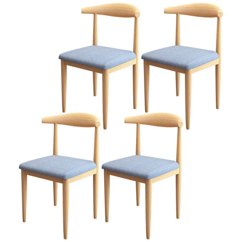 Contemporary Style Metal Chair Set Kitchen Dining Open Back Side Chairs Natural Blue 4 Piece Set Clearhalo ' kitchen&dining_furn' 'Dining Chairs' 'Dining Tables & Seating' 'dining_chair' 'furn' 'furn_dining_chair' 'Furniture' 'furniture_dining_chair' 'Kitchen & Dining Furniture' 'kitchen' 3755483