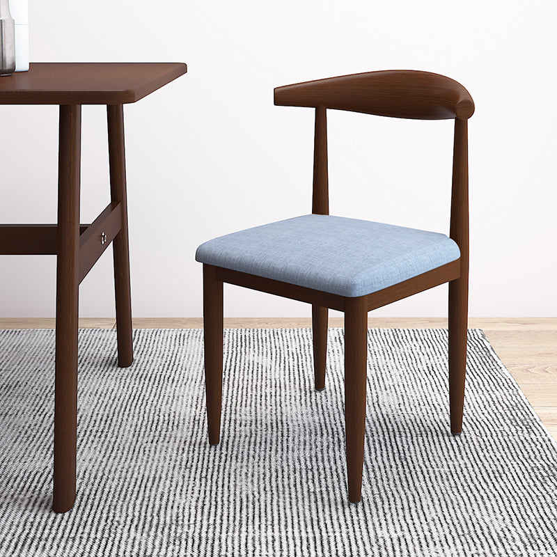 Contemporary Style Metal Chair Set Kitchen Dining Open Back Side Chairs Walnut Blue 1 Piece Clearhalo ' kitchen&dining_furn' 'Dining Chairs' 'Dining Tables & Seating' 'dining_chair' 'furn' 'furn_dining_chair' 'Furniture' 'furniture_dining_chair' 'Kitchen & Dining Furniture' 'kitchen' 3755484