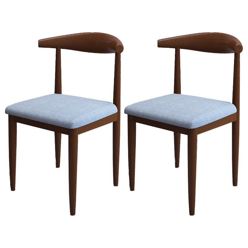 Contemporary Style Metal Chair Set Kitchen Dining Open Back Side Chairs Walnut Blue 2 Piece Set Clearhalo ' kitchen&dining_furn' 'Dining Chairs' 'Dining Tables & Seating' 'dining_chair' 'furn' 'furn_dining_chair' 'Furniture' 'furniture_dining_chair' 'Kitchen & Dining Furniture' 'kitchen' 3755485