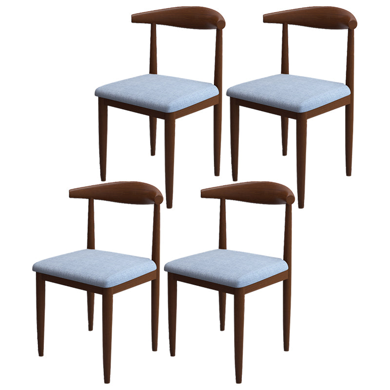 Contemporary Style Metal Chair Set Kitchen Dining Open Back Side Chairs Walnut Blue 4 Piece Set Clearhalo ' kitchen&dining_furn' 'Dining Chairs' 'Dining Tables & Seating' 'dining_chair' 'furn' 'furn_dining_chair' 'Furniture' 'furniture_dining_chair' 'Kitchen & Dining Furniture' 'kitchen' 3755486