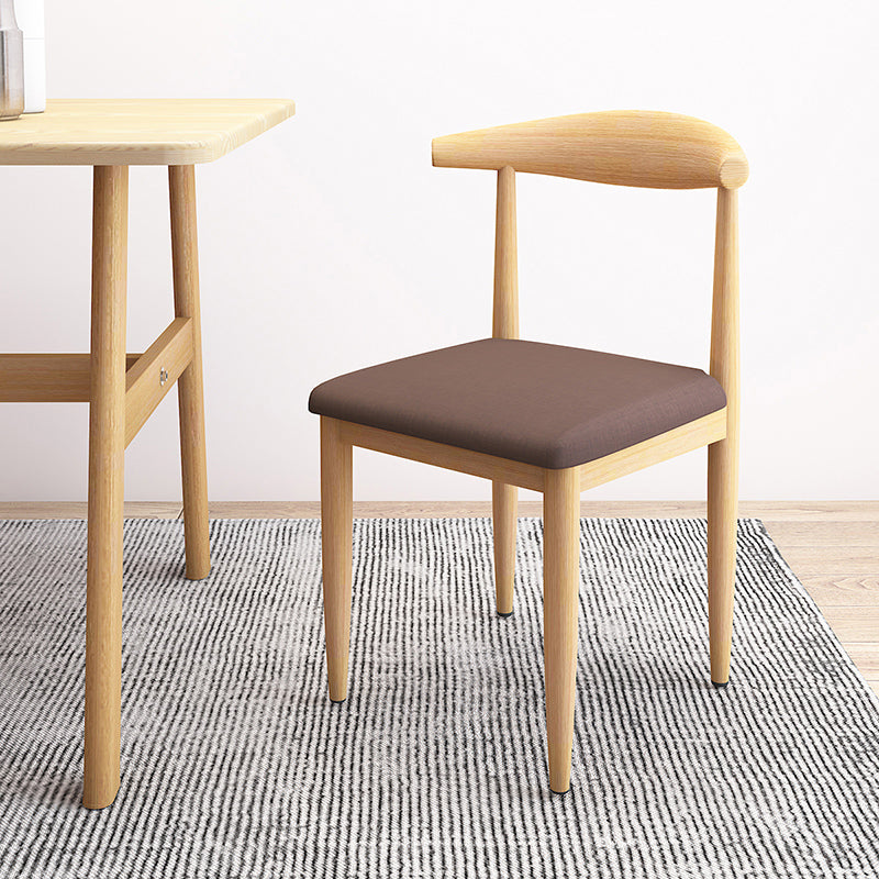 Contemporary Style Metal Chair Set Kitchen Dining Open Back Side Chairs Natural Brown 1 Piece Clearhalo ' kitchen&dining_furn' 'Dining Chairs' 'Dining Tables & Seating' 'dining_chair' 'furn' 'furn_dining_chair' 'Furniture' 'furniture_dining_chair' 'Kitchen & Dining Furniture' 'kitchen' 3755490