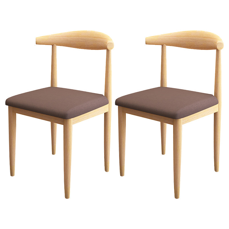 Contemporary Style Metal Chair Set Kitchen Dining Open Back Side Chairs Natural Brown 2 Piece Set Clearhalo ' kitchen&dining_furn' 'Dining Chairs' 'Dining Tables & Seating' 'dining_chair' 'furn' 'furn_dining_chair' 'Furniture' 'furniture_dining_chair' 'Kitchen & Dining Furniture' 'kitchen' 3755491