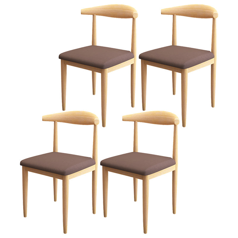 Contemporary Style Metal Chair Set Kitchen Dining Open Back Side Chairs Natural Brown 4 Piece Set Clearhalo ' kitchen&dining_furn' 'Dining Chairs' 'Dining Tables & Seating' 'dining_chair' 'furn' 'furn_dining_chair' 'Furniture' 'furniture_dining_chair' 'Kitchen & Dining Furniture' 'kitchen' 3755492