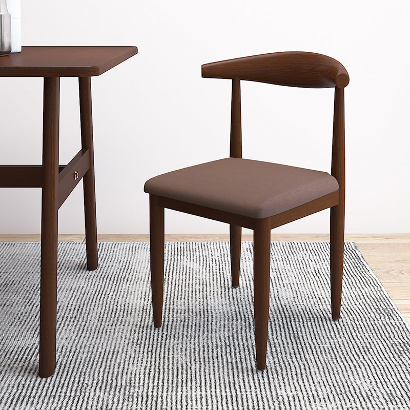 Contemporary Style Metal Chair Set Kitchen Dining Open Back Side Chairs Walnut Brown 1 Piece Clearhalo ' kitchen&dining_furn' 'Dining Chairs' 'Dining Tables & Seating' 'dining_chair' 'furn' 'furn_dining_chair' 'Furniture' 'furniture_dining_chair' 'Kitchen & Dining Furniture' 'kitchen' 3755493