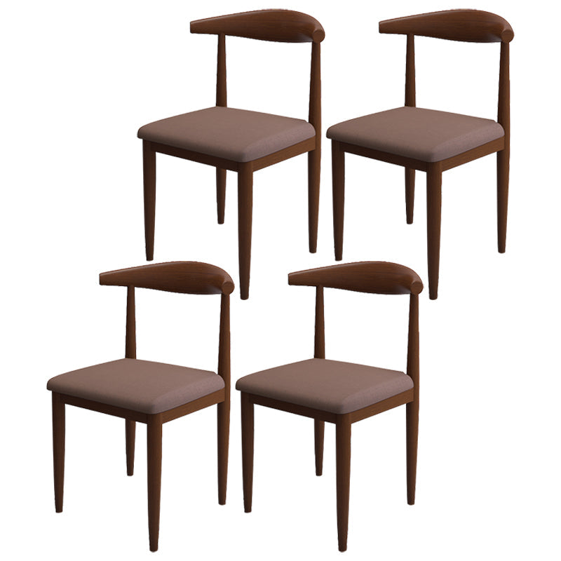 Contemporary Style Metal Chair Set Kitchen Dining Open Back Side Chairs Walnut Brown 4 Piece Set Clearhalo ' kitchen&dining_furn' 'Dining Chairs' 'Dining Tables & Seating' 'dining_chair' 'furn' 'furn_dining_chair' 'Furniture' 'furniture_dining_chair' 'Kitchen & Dining Furniture' 'kitchen' 3755495