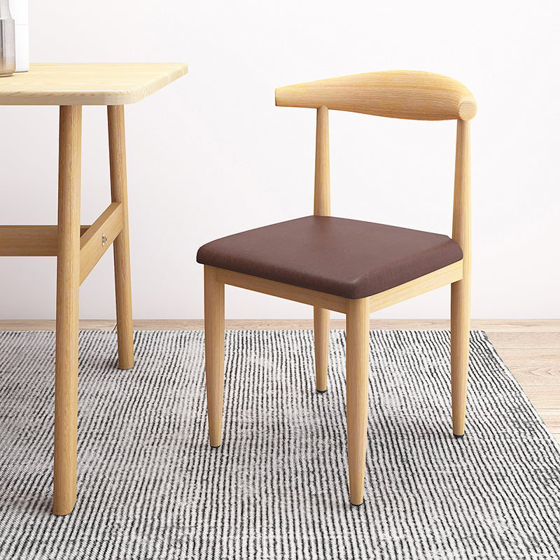 Contemporary Style Metal Chair Set Kitchen Dining Open Back Side Chairs Natural Dark Brown 1 Piece Clearhalo ' kitchen&dining_furn' 'Dining Chairs' 'Dining Tables & Seating' 'dining_chair' 'furn' 'furn_dining_chair' 'Furniture' 'furniture_dining_chair' 'Kitchen & Dining Furniture' 'kitchen' 3755496