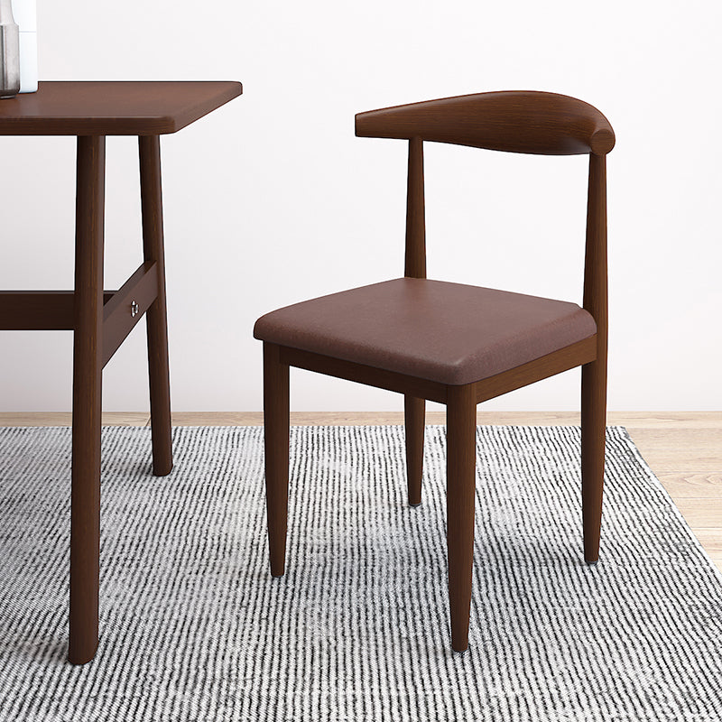 Contemporary Style Metal Chair Set Kitchen Dining Open Back Side Chairs Walnut Dark Brown 1 Piece Clearhalo ' kitchen&dining_furn' 'Dining Chairs' 'Dining Tables & Seating' 'dining_chair' 'furn' 'furn_dining_chair' 'Furniture' 'furniture_dining_chair' 'Kitchen & Dining Furniture' 'kitchen' 3755499