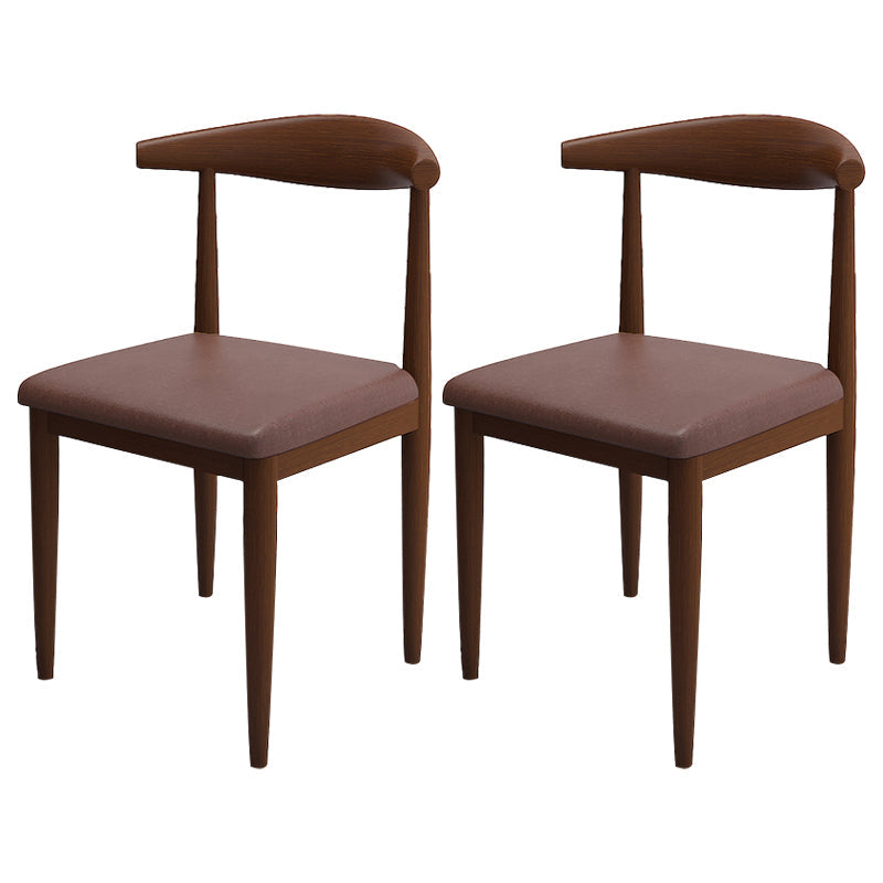 Contemporary Style Metal Chair Set Kitchen Dining Open Back Side Chairs Walnut Dark Brown 2 Piece Set Clearhalo ' kitchen&dining_furn' 'Dining Chairs' 'Dining Tables & Seating' 'dining_chair' 'furn' 'furn_dining_chair' 'Furniture' 'furniture_dining_chair' 'Kitchen & Dining Furniture' 'kitchen' 3755500