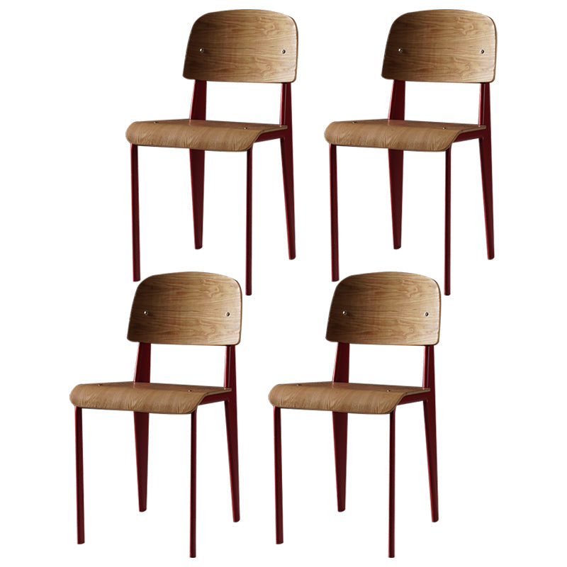 Industrial Style Metal Legs Dining Chairs Open Back Dining Side Chair for Home Red Set of 4 Clearhalo ' kitchen&dining_furn' 'Dining Chairs' 'Dining Tables & Seating' 'dining_chair' 'Furniture' 'furniture_dining_chair' 'Kitchen & Dining Furniture' 'kitchen' 3755523