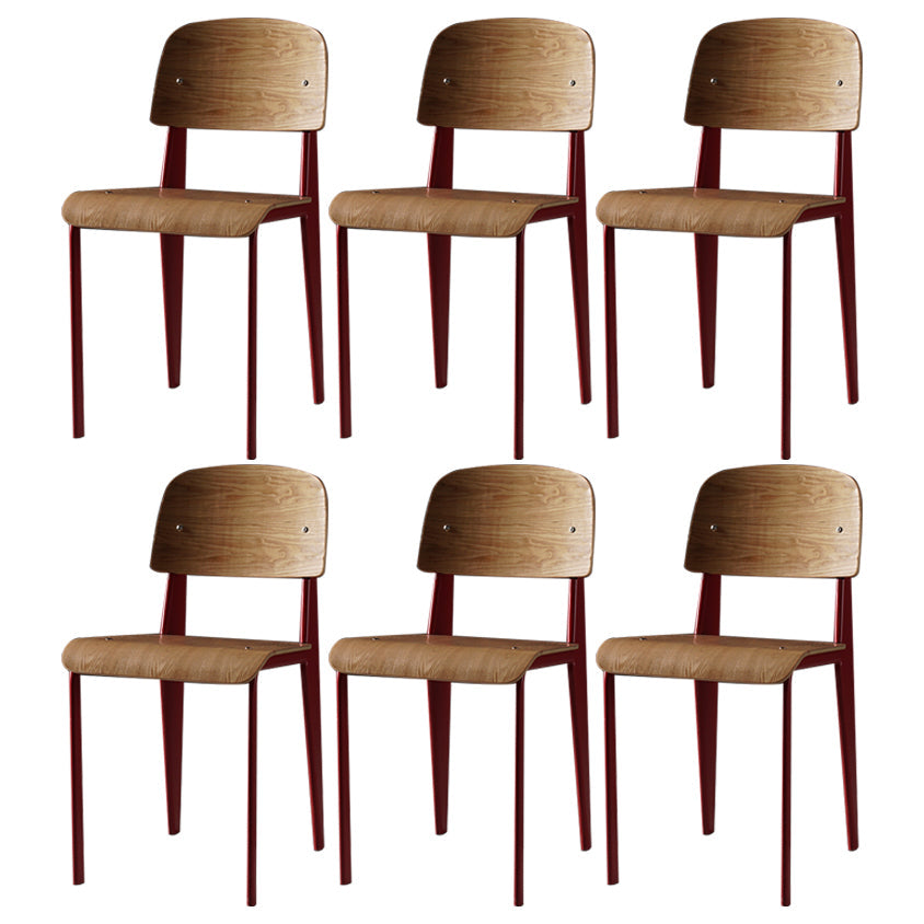 Industrial Style Metal Legs Dining Chairs Open Back Dining Side Chair for Home Red Set of 6 Clearhalo ' kitchen&dining_furn' 'Dining Chairs' 'Dining Tables & Seating' 'dining_chair' 'Furniture' 'furniture_dining_chair' 'Kitchen & Dining Furniture' 'kitchen' 3755525