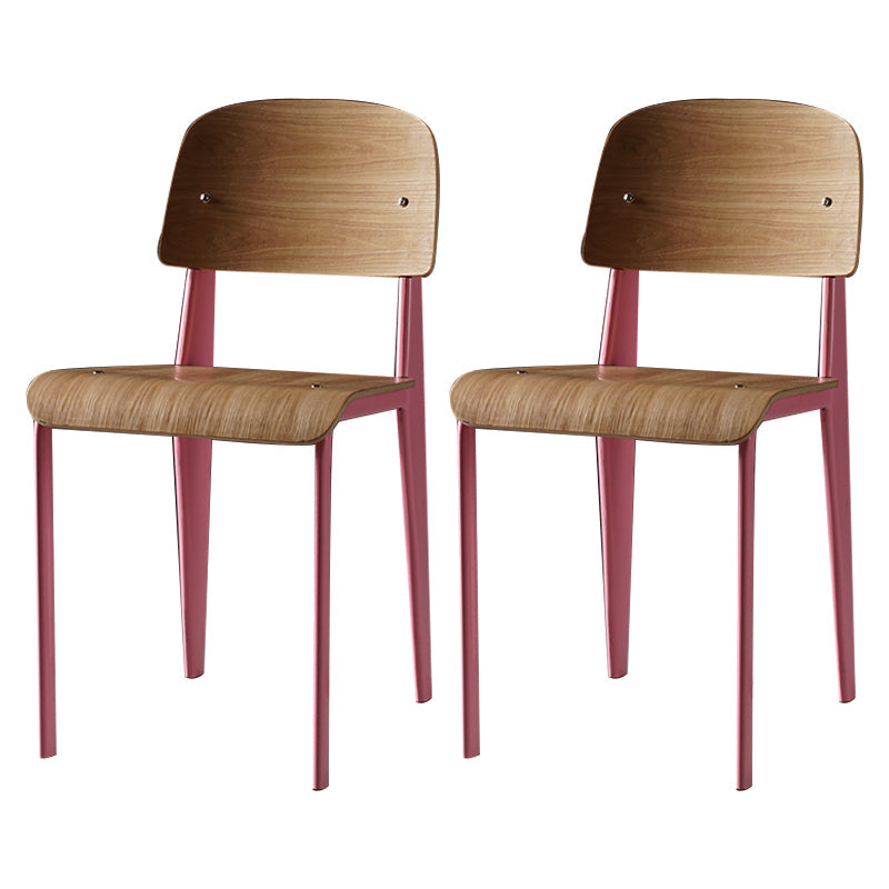 Industrial Style Metal Legs Dining Chairs Open Back Dining Side Chair for Home Pink Set of 2 Clearhalo ' kitchen&dining_furn' 'Dining Chairs' 'Dining Tables & Seating' 'dining_chair' 'Furniture' 'furniture_dining_chair' 'Kitchen & Dining Furniture' 'kitchen' 3755527