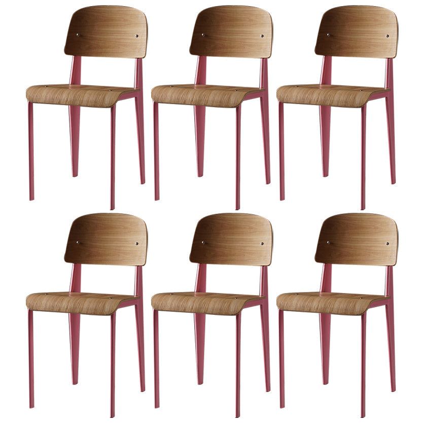 Industrial Style Metal Legs Dining Chairs Open Back Dining Side Chair for Home Pink Set of 6 Clearhalo ' kitchen&dining_furn' 'Dining Chairs' 'Dining Tables & Seating' 'dining_chair' 'Furniture' 'furniture_dining_chair' 'Kitchen & Dining Furniture' 'kitchen' 3755531