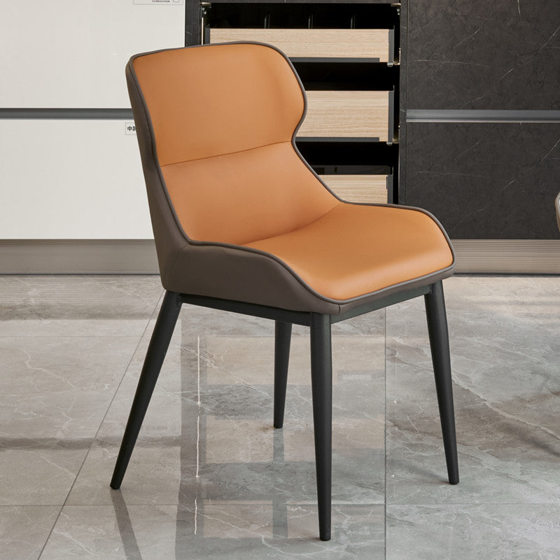 Modern Metal Indoor-Outdoor Chair Dining Room Wingback Parsons Armless Chair Orange 1 Piece Clearhalo ' kitchen&dining_furn' 'Dining Chairs' 'Dining Tables & Seating' 'dining_chair' 'furn' 'furn_dining_chair' 'Furniture' 'furniture_dining_chair' 'Kitchen & Dining Furniture' 'kitchen' 3755540