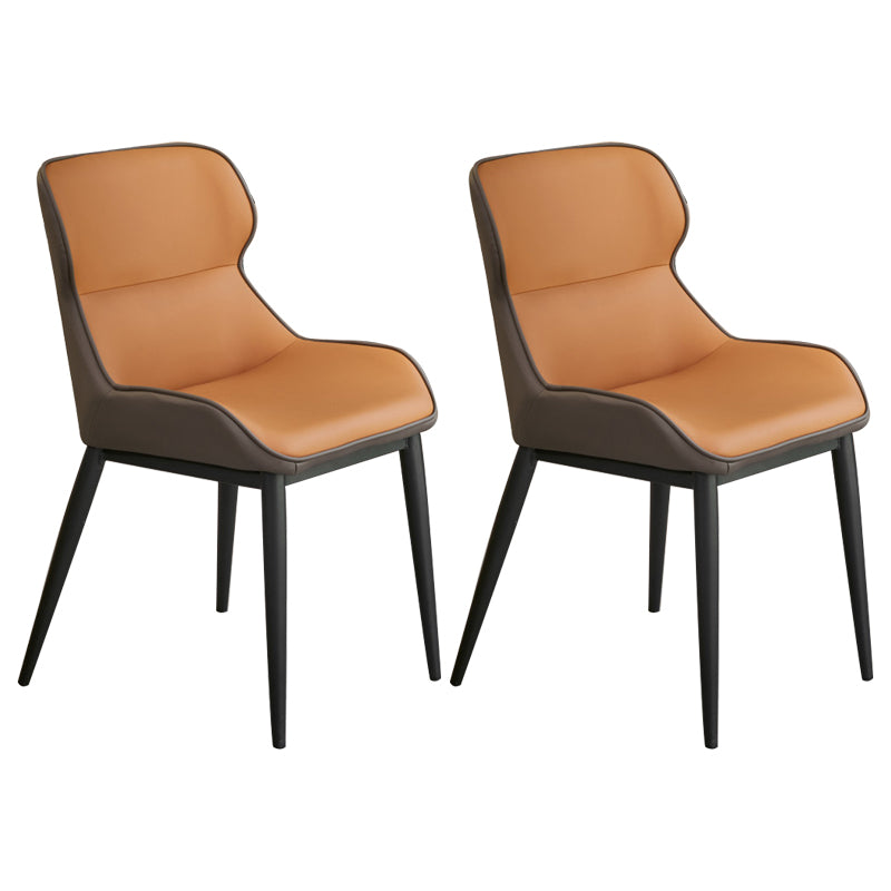Modern Metal Indoor-Outdoor Chair Dining Room Wingback Parsons Armless Chair Orange 2 Piece Set Clearhalo ' kitchen&dining_furn' 'Dining Chairs' 'Dining Tables & Seating' 'dining_chair' 'furn' 'furn_dining_chair' 'Furniture' 'furniture_dining_chair' 'Kitchen & Dining Furniture' 'kitchen' 3755541