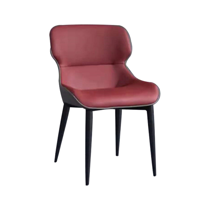 Modern Metal Indoor-Outdoor Chair Dining Room Wingback Parsons Armless Chair Burgundy 1 Piece Clearhalo ' kitchen&dining_furn' 'Dining Chairs' 'Dining Tables & Seating' 'dining_chair' 'furn' 'furn_dining_chair' 'Furniture' 'furniture_dining_chair' 'Kitchen & Dining Furniture' 'kitchen' 3755546