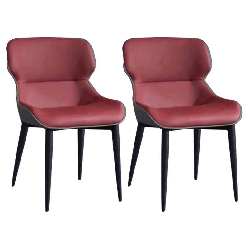 Modern Metal Indoor-Outdoor Chair Dining Room Wingback Parsons Armless Chair Burgundy 2 Piece Set Clearhalo ' kitchen&dining_furn' 'Dining Chairs' 'Dining Tables & Seating' 'dining_chair' 'furn' 'furn_dining_chair' 'Furniture' 'furniture_dining_chair' 'Kitchen & Dining Furniture' 'kitchen' 3755547