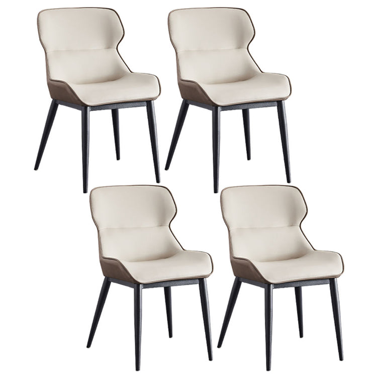 Modern Metal Indoor-Outdoor Chair Dining Room Wingback Parsons Armless Chair Gray-White 4 Piece Set Clearhalo ' kitchen&dining_furn' 'Dining Chairs' 'Dining Tables & Seating' 'dining_chair' 'furn' 'furn_dining_chair' 'Furniture' 'furniture_dining_chair' 'Kitchen & Dining Furniture' 'kitchen' 3755554
